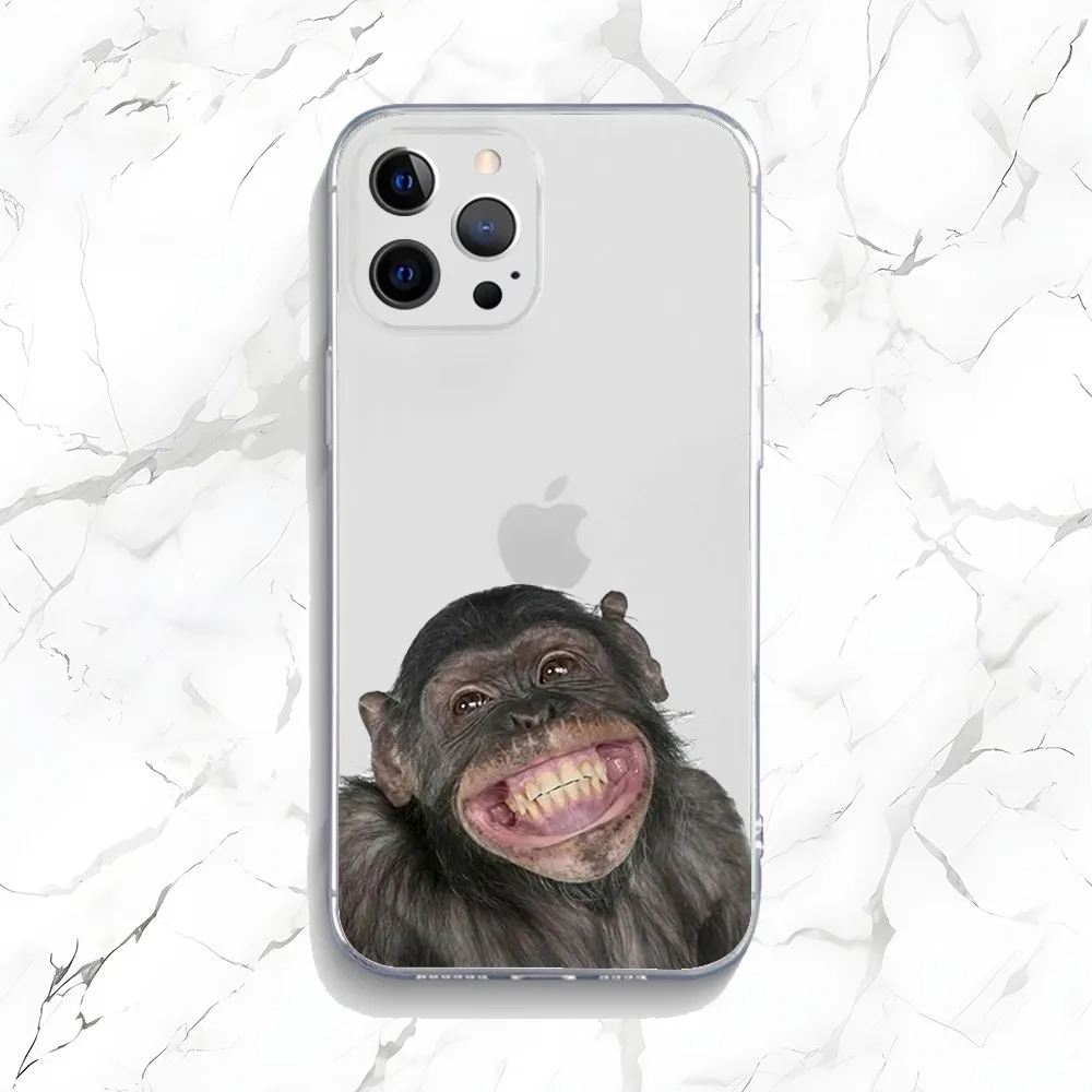 Monkey Sipping Caprisun Meme Phone Case For iPhone 15,14,13,12,11 Plus,Pro,Max,XR,XS,X,7,8 Plus,SE,Mini Transparent Soft Case