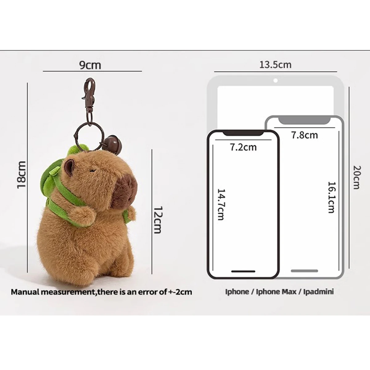 YDCW Capybara with Turtle Backpack Plush Keychain Backpack Charm Cute Pendant