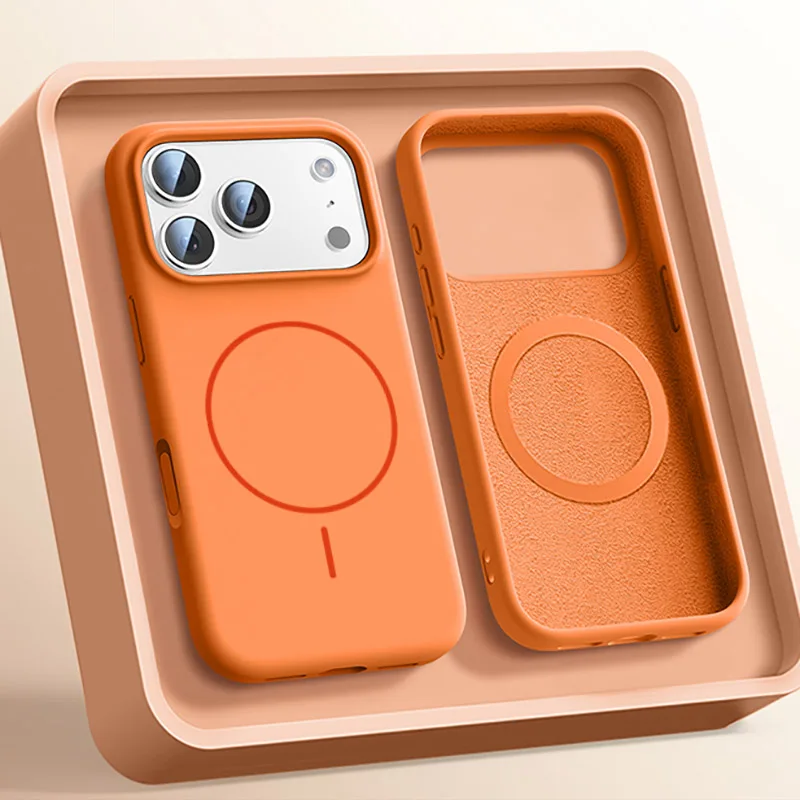 Liquid Silicone Case For iPhone 17 15 16 14 13 12 Pro Max Plus 17 Air Cases For Magsafe Original Cover For iPhone 17 16 Pro Max