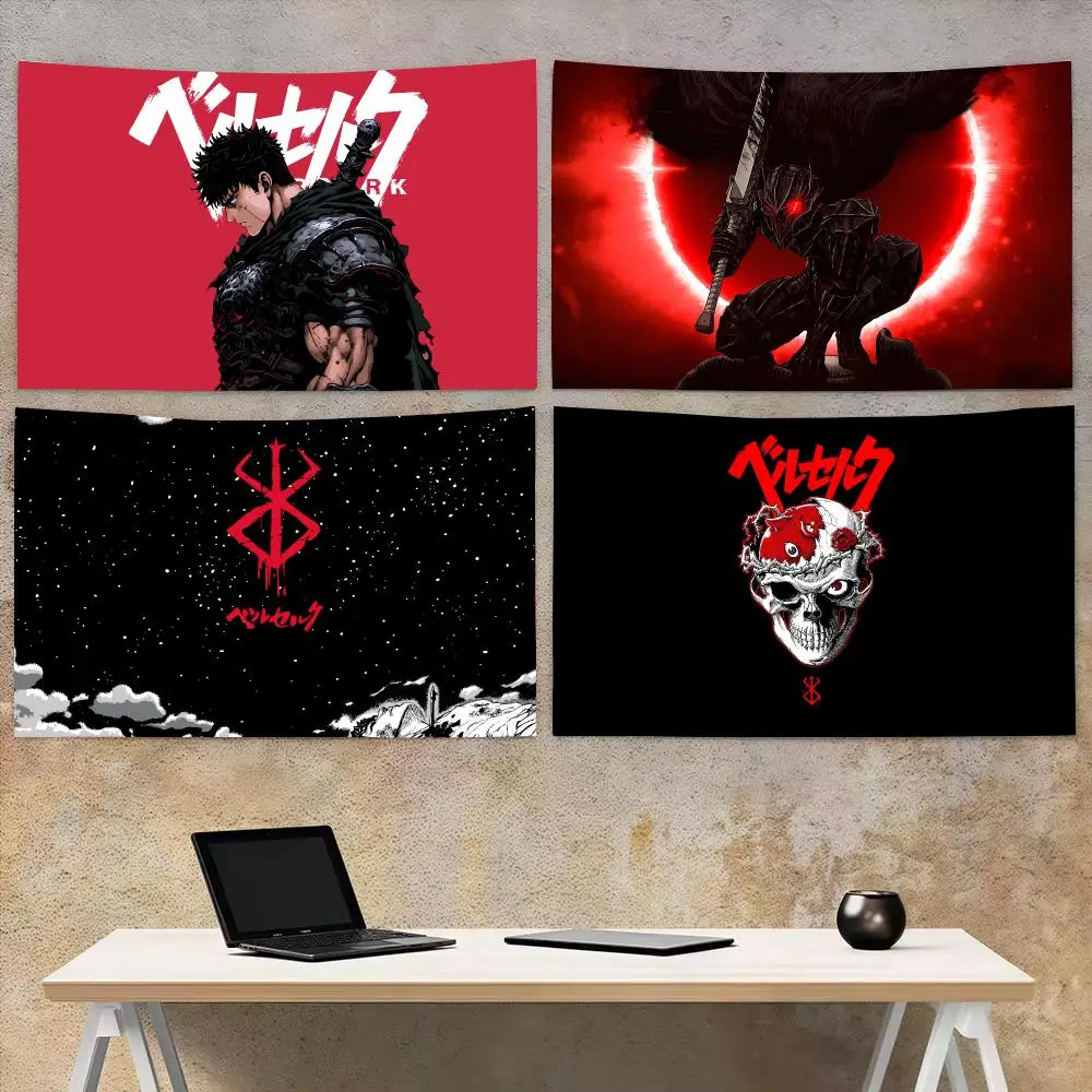 Famous Anime B-Berserk Tapestry Microfiber Tapestry Wall Hanging Decor for Bedroom Living Room Home Outdoor Festival