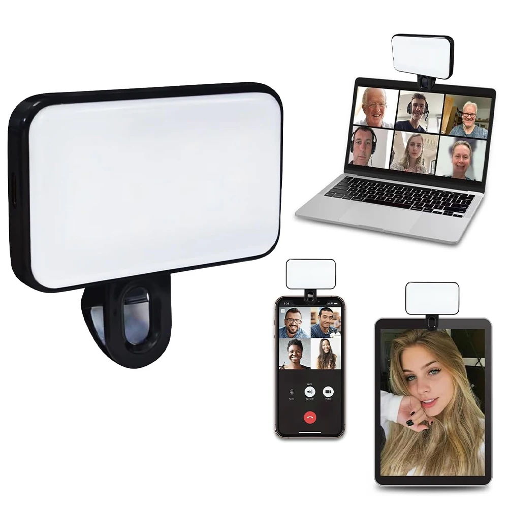 1 Pc Fill Light For Selfies On Mobile Phones, Black Battery Version, Portable Clip On For Video Calls, Fill Light For Video Call