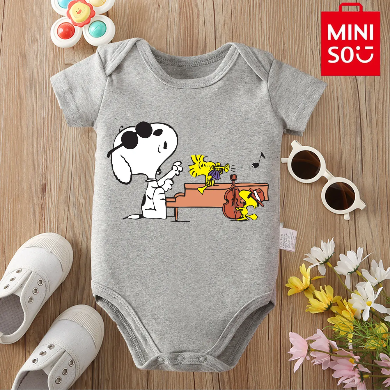 

MINISO Snoopy/Pokemon 100% Cotton Bodysuit Baby Soft Cute Cloths Gift for Baby Onesie Jumpsuit for 0 To 12 Months Newborn