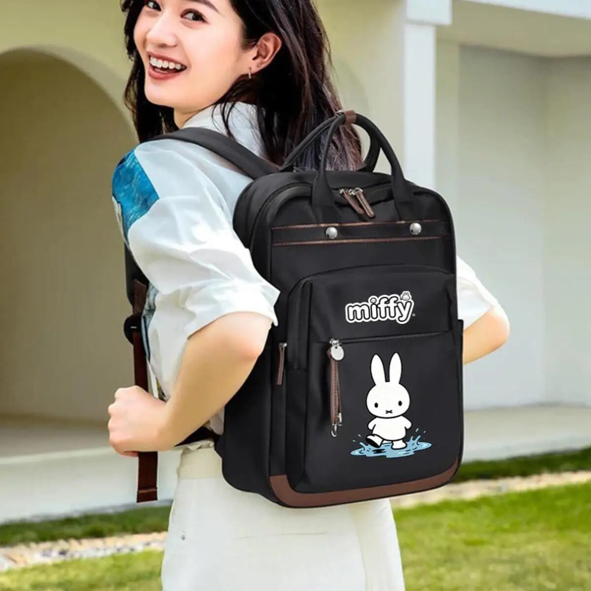 

Новый рюкзак Kawaii Miffy с героями мультфильмов, рюкзак для ноутбука Miffy, большая вместительная дорожная сумка на короткие расстояния, водонепроницаемая