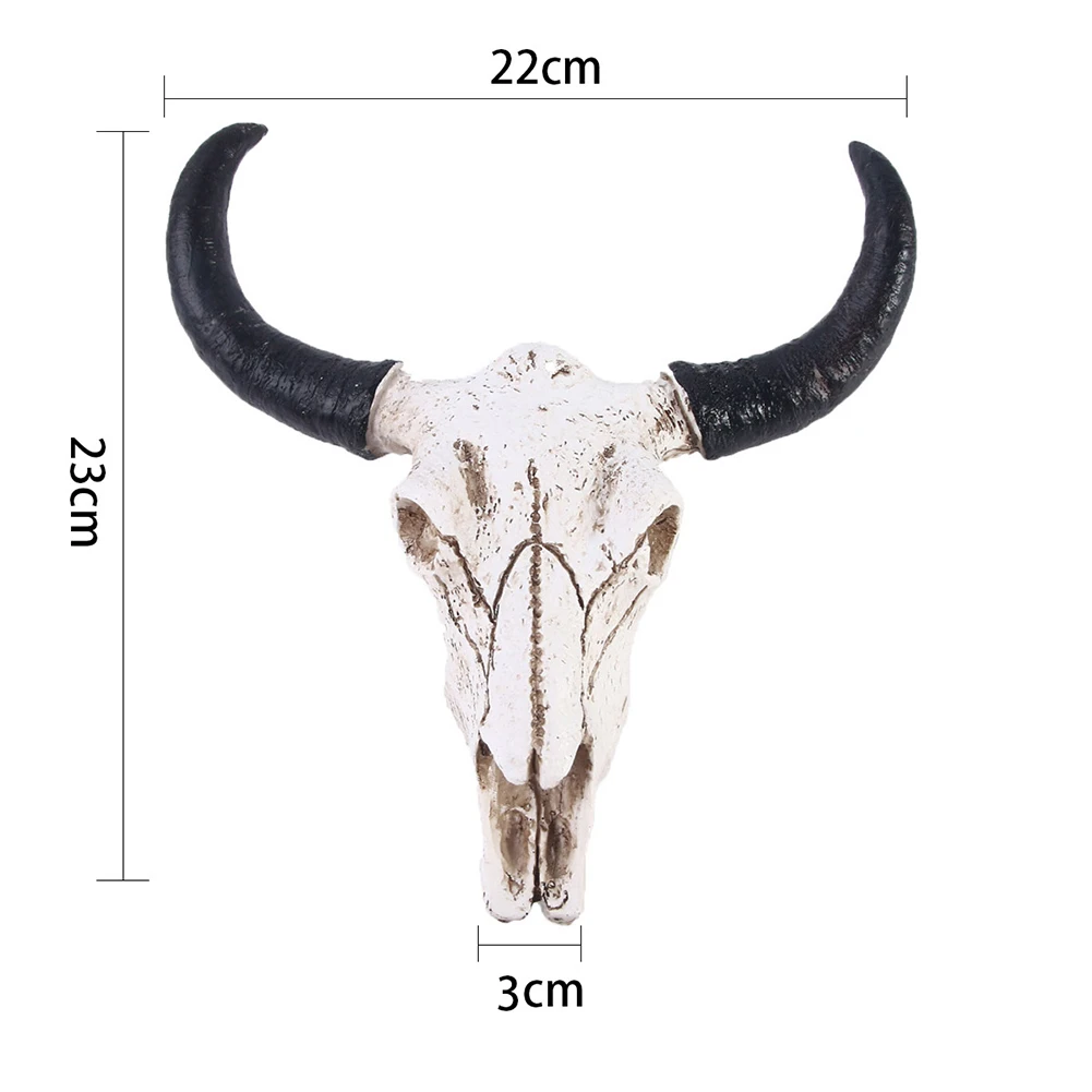 Longhorn-Kuhschädel-Wanddekoration, Tier-Wildtier-Skulptur, Figuren, Kunsthandwerk, nostalgisch für Zuhause, Halloween-Deko