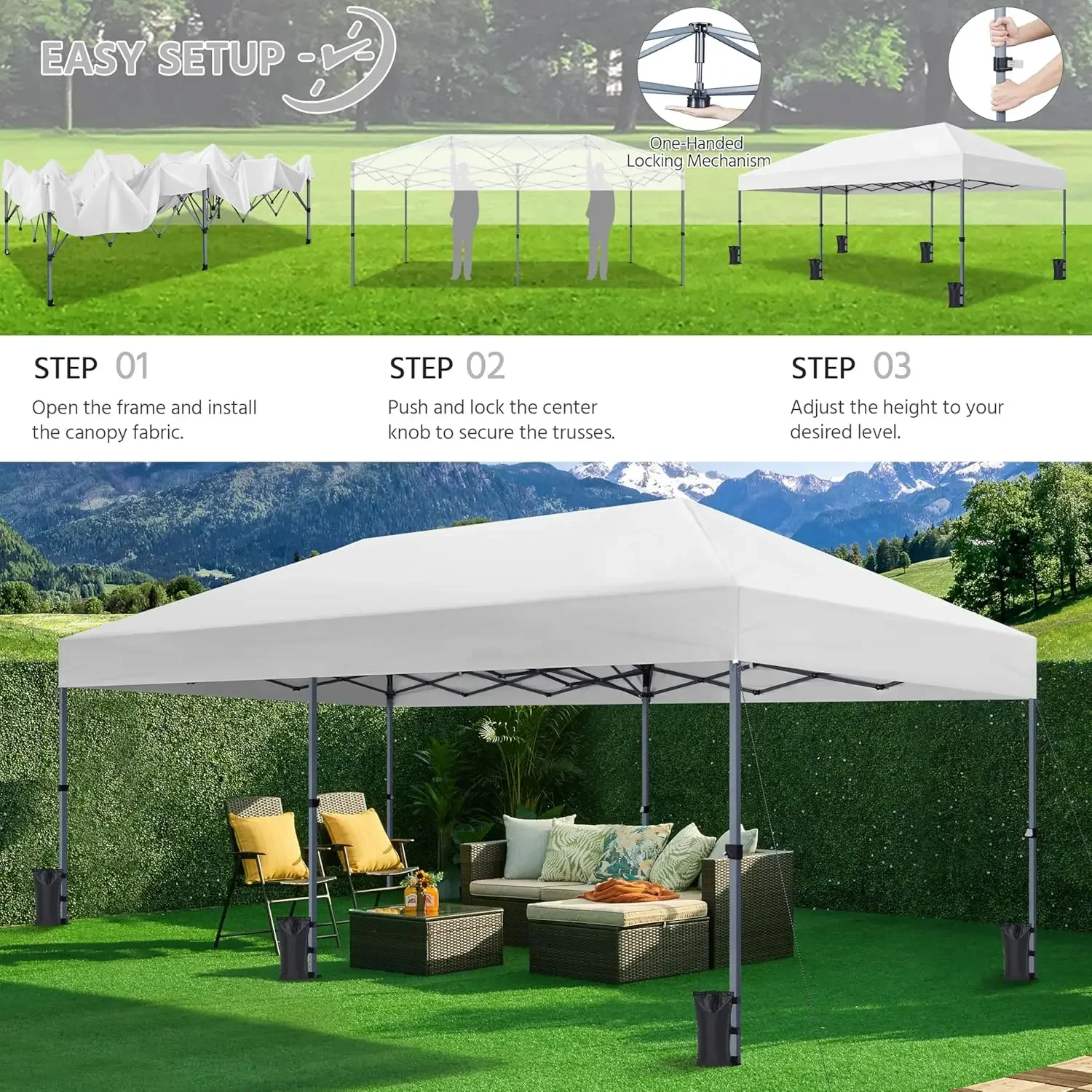 

[Limited Stock!]10×20 Pop Up Canopy Easy Set-up Tent, Portable Outdoor Canopy Instant Tent, Commercial Gazebo with Wheeled