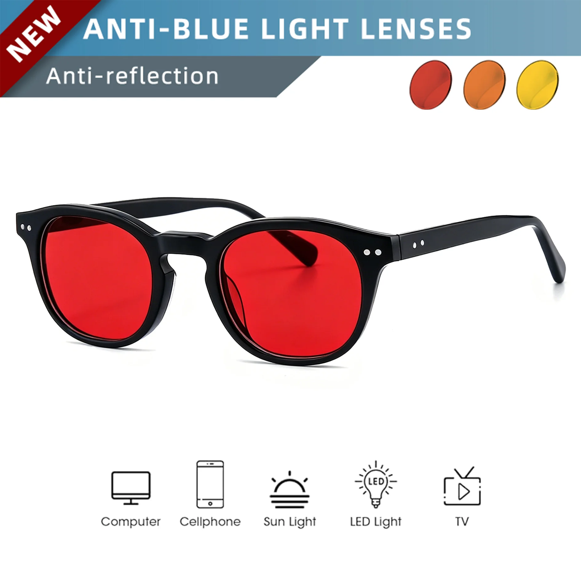 OKH Red Yellow Lens Melatonin Glasses Biohacking Circadian Eyewear Soothe Gaming Computer Eye Strain Enhance Night Deep Sleep