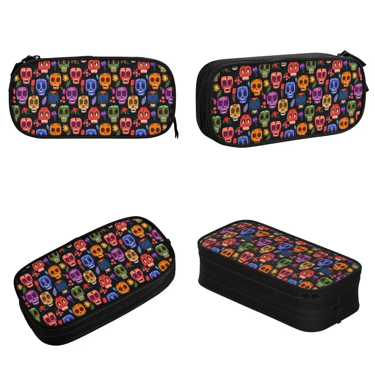 Cute Mexican Dead Pencil Cases Sugar Skull Horror Halloween Pencilcases Pen Box Kids Big Bags School Supplies Gift Stationery