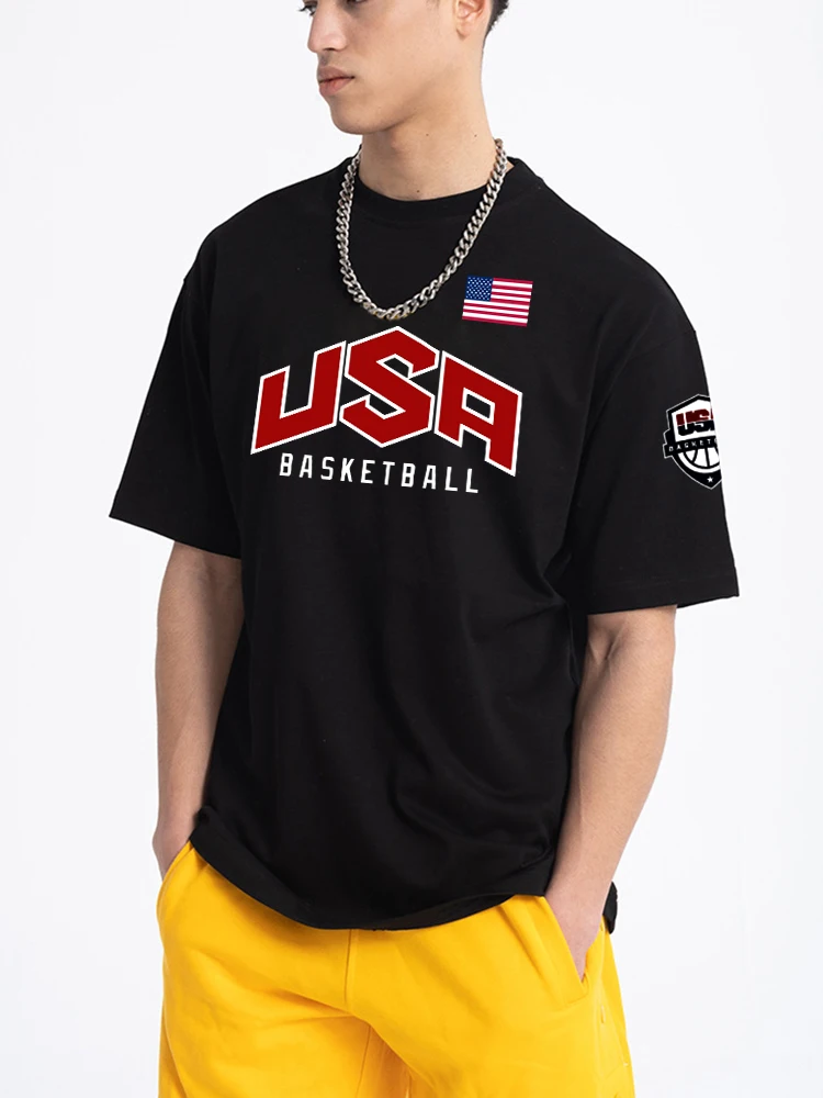 USA Basketballer Printed T-Shirts Men Sport Oversized Short Sleeve Cotton Comfortable Tops Loose High Quality T Shirt Unisex