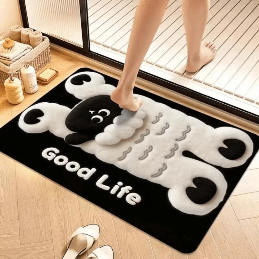 Soft Texture 3D Animal Doormat Water Absorbent Cartoon Animal Pattern Cartoon Floor Mat Non-Slip Backing Easy Care