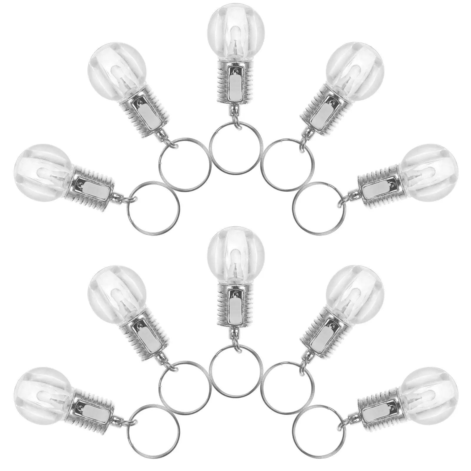 

10 Pcs LED Bulb Keychain Colorful Changing Flashlight Keyring Mini Multifunction nament Acrylic Stainless Bright Gifts