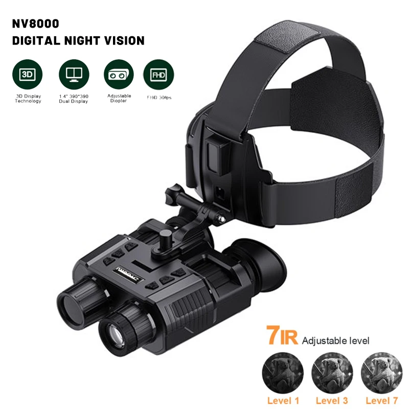 

Helmet Night Vision Binoculars Goggles with Naked-eye 3D Display Dual Screen, 4 Color Image, 200m View Range in Darkness Hunting