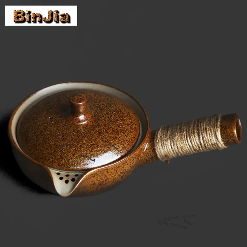 BAEJORIA 380ml Kiln Fambe Gold Glaze Side-handle Teapot Luxury Tea Infuser Pot Tea Maker Kettle With Filter Drinkware Collection