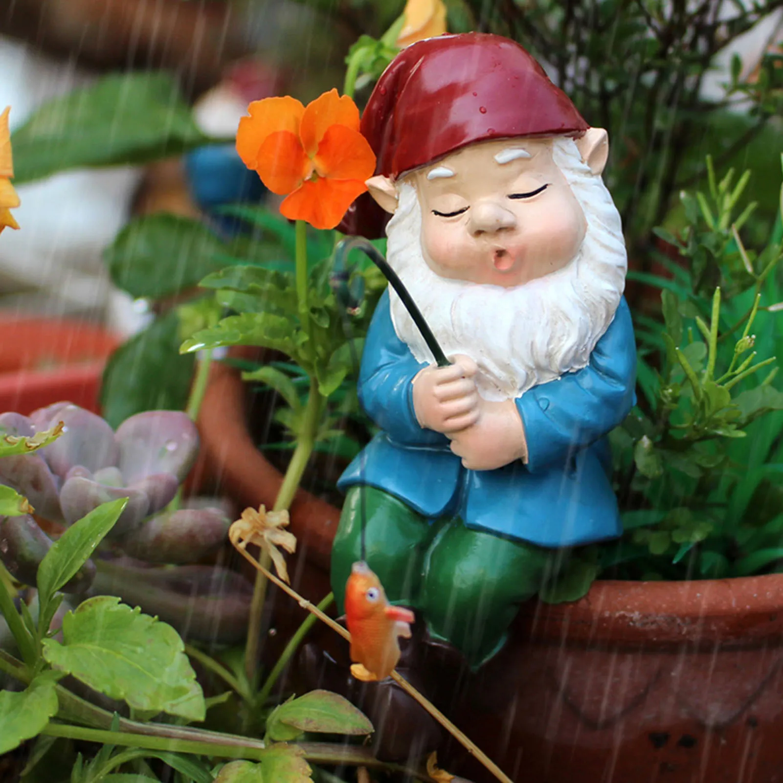 

Fishing Dwarf Resin Ornament Creative Garden Gnome Statue Fits Outdoor Garden Landscape Statue Yard Pool Decoration Supplies