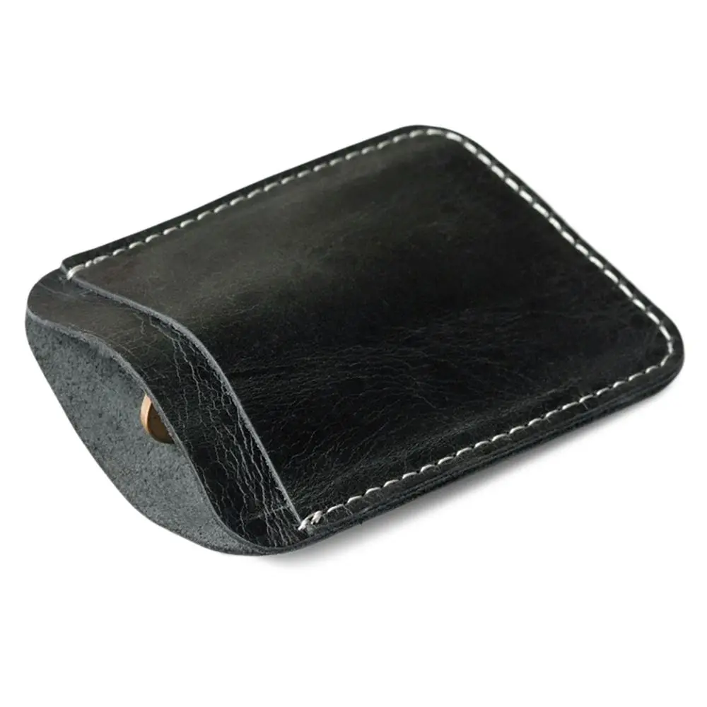 Fashion Leather Genuine Leather Money Clip Thin Slim Bills Men Credit Card Slot Metal Cash Clamp Mini Wallet Man
