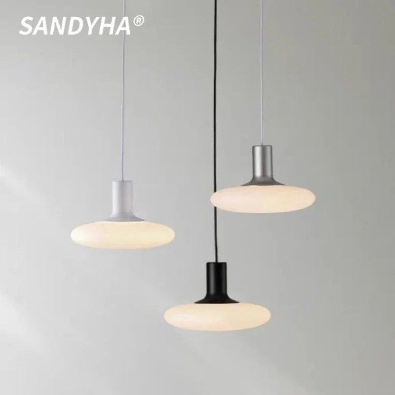 

Nordic Modern Round Pendant Light White Hanging Lamp Home Decor Dining Table Bedroom Bedside Bar Counter Led Ceiling Chandeliers