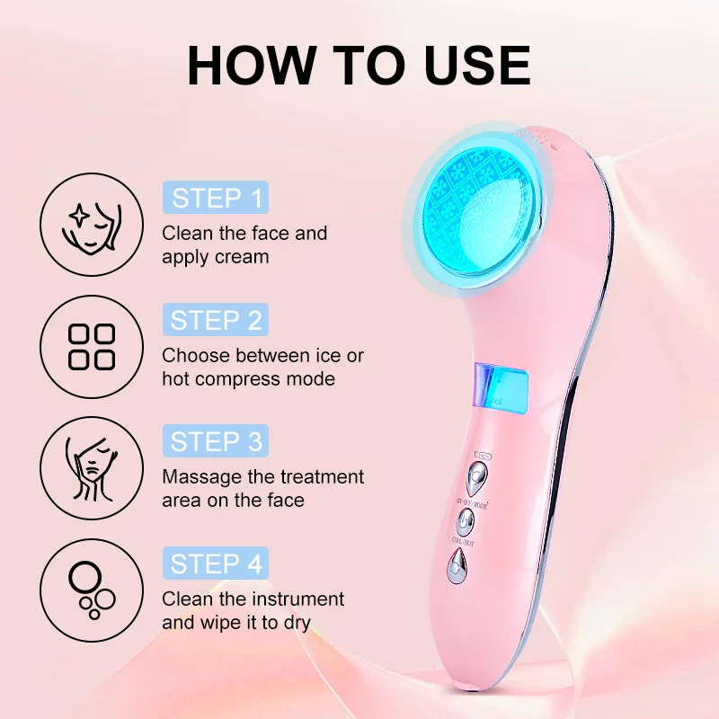 VLVEE Electric Wireless Cool and Hot Facial Beauty Device Eye Skin Care Tool Skrink Pores Face Lifting Ice Hammer For Women