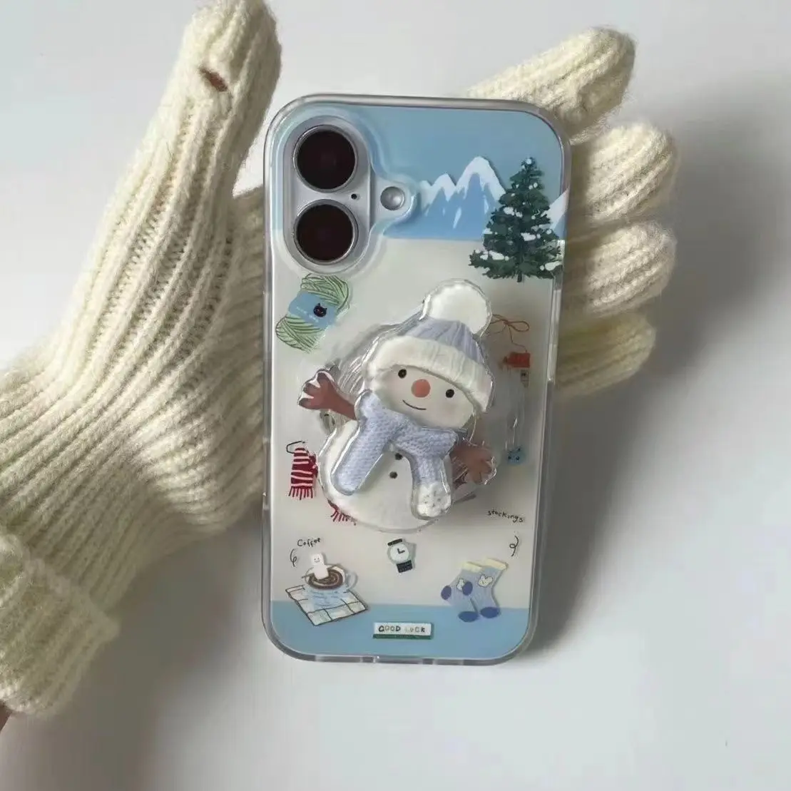 

Christmas snowman iceberg blue iPhone16 mobile phone case 15/14/13pro max all-inclusive anti-fall plus protective soft case