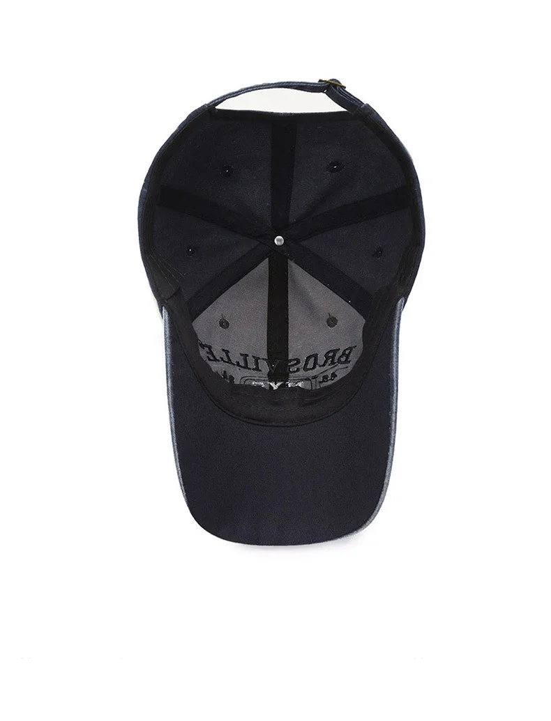 Europäische und amerikanische gewaschene Denim-Kappe mit alter gebogener Krempe, mit Alphabet bestickte Baseballkappe, Outdoor-Sonnenschutz-Sonnenschutzhut – Detail 9