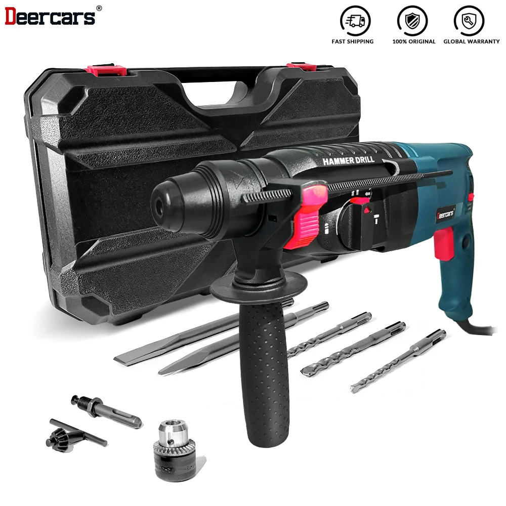 220V Electric Rotary Impact Hammer Drill 28mm 26mm Three Function Home Concrete Wall Breaker Hole Open Power Tools Chisel Shovel