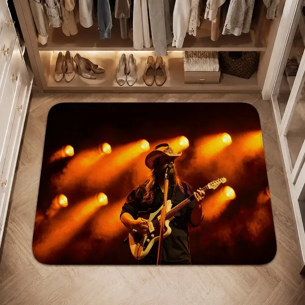 C-Chris Stapleton Music Album Floor Mat Flannel Rug Non Slip Absorbent Soft Washable For Entryway Hallway Bathroom Kitchen Decor