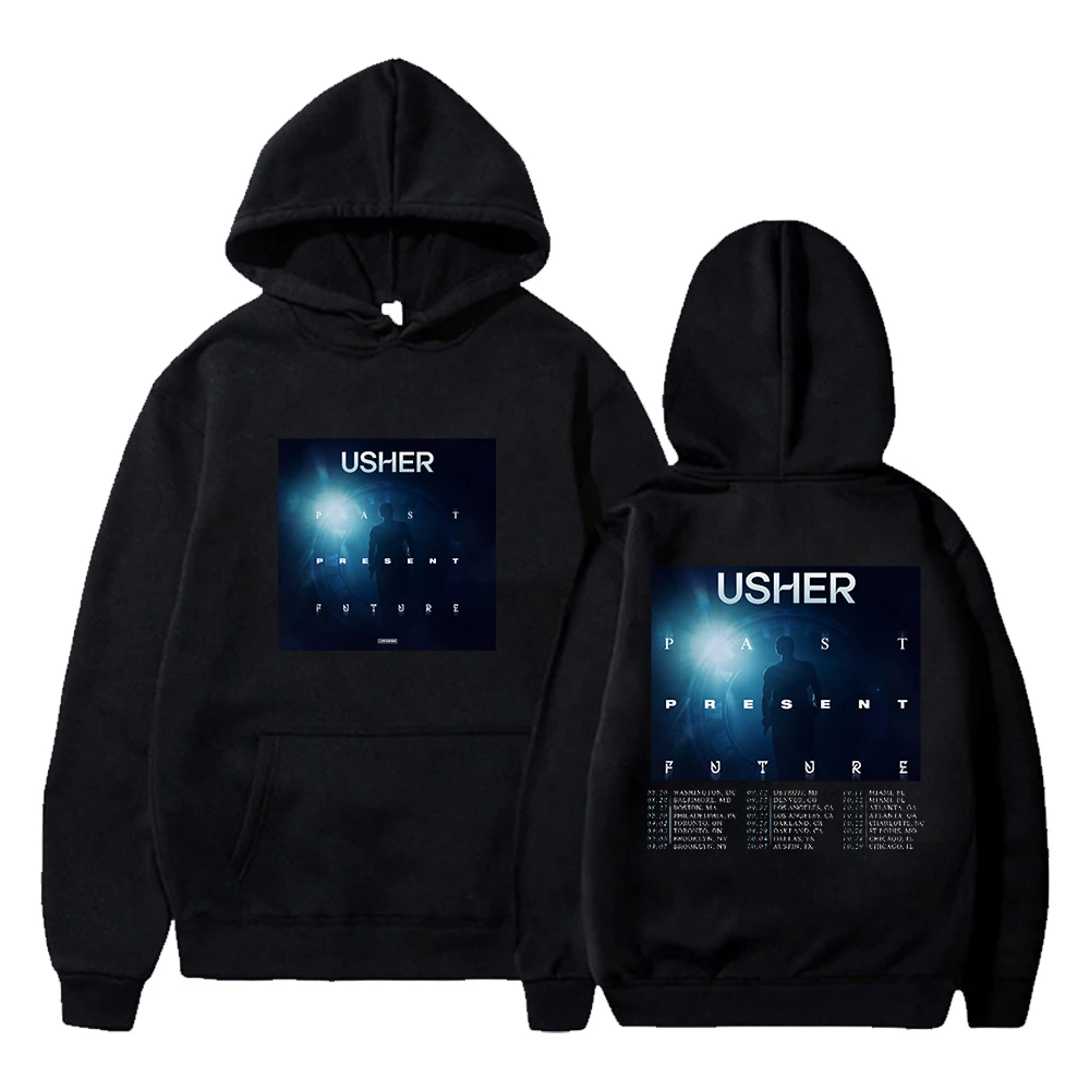 

Usher Past Present Future Tour Hoodie 2024 Long Sleeve Streetwear Women Men Hooded Sweatshirt Hip Hop Clothes