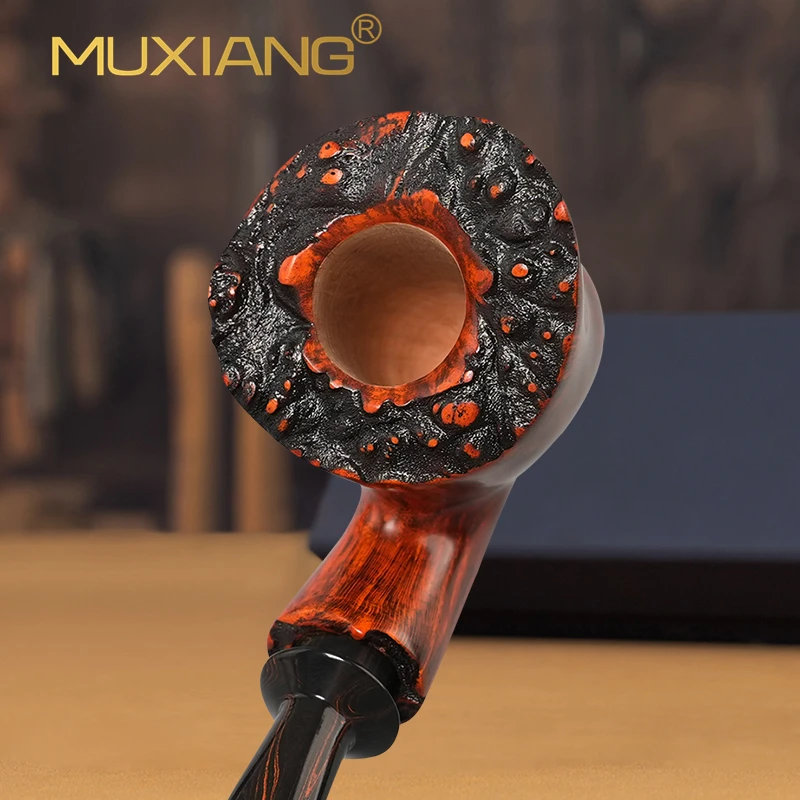 MUXIANG handmade Briar Tobacco Pipes Hand Carved Pipes Cumberland Mouthpieces Free Style Pipes Christmas Gift smoking wood pipe