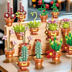 Building Block Cactus Immortal Ball Multi Style Flower Arrangement Small Particle Building Blocks Flower Arrangement Model Toy