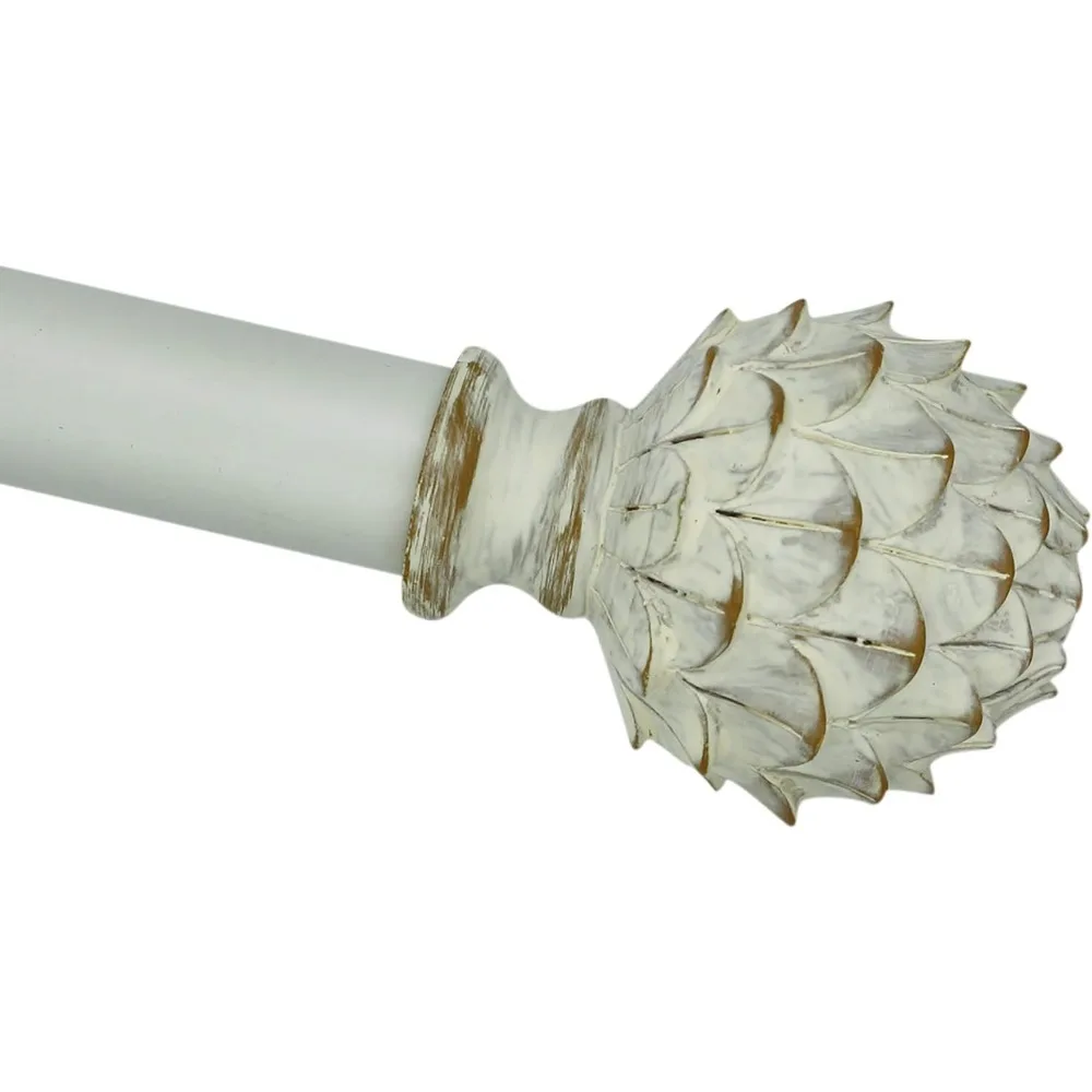 قضيب ستارة نافذة قابل للتعديل بقطر 1 بوصة من ميريفيل، نهائي من الخرشوف، أبيض مقاوم للطقس، من 84 إلى 120 بوصة