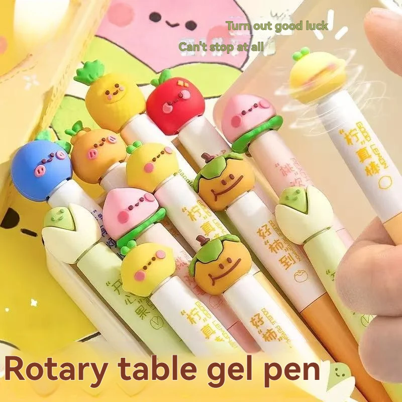 

4 шт., гелевая ручка, вращающаяся ручка с фруктами, милая треугольная оболочка, черная 0,5, быстросохнущая масляная ручка, нейтральная ручка