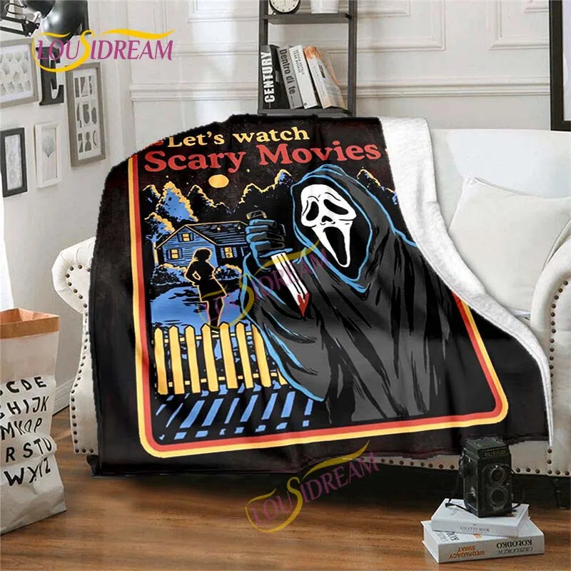 Halloween gifts Casual game horror elements Warm flannel home office plush slipcover thin bed blanket washable blanket