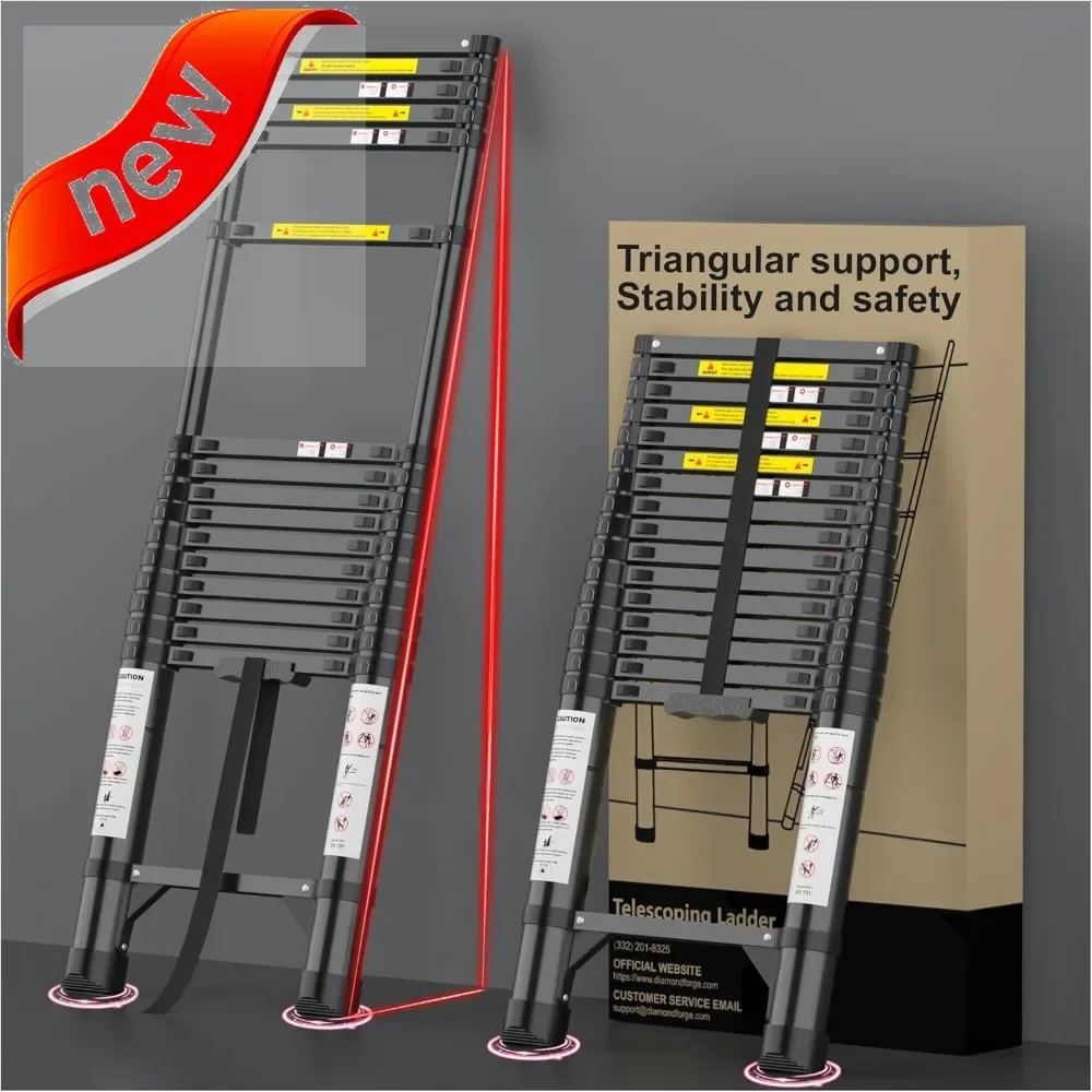 16.5FT Telescopic Ladder Aluminum Foldable Extension RV Roof House Adjustable Retractable 330lbs Capacity