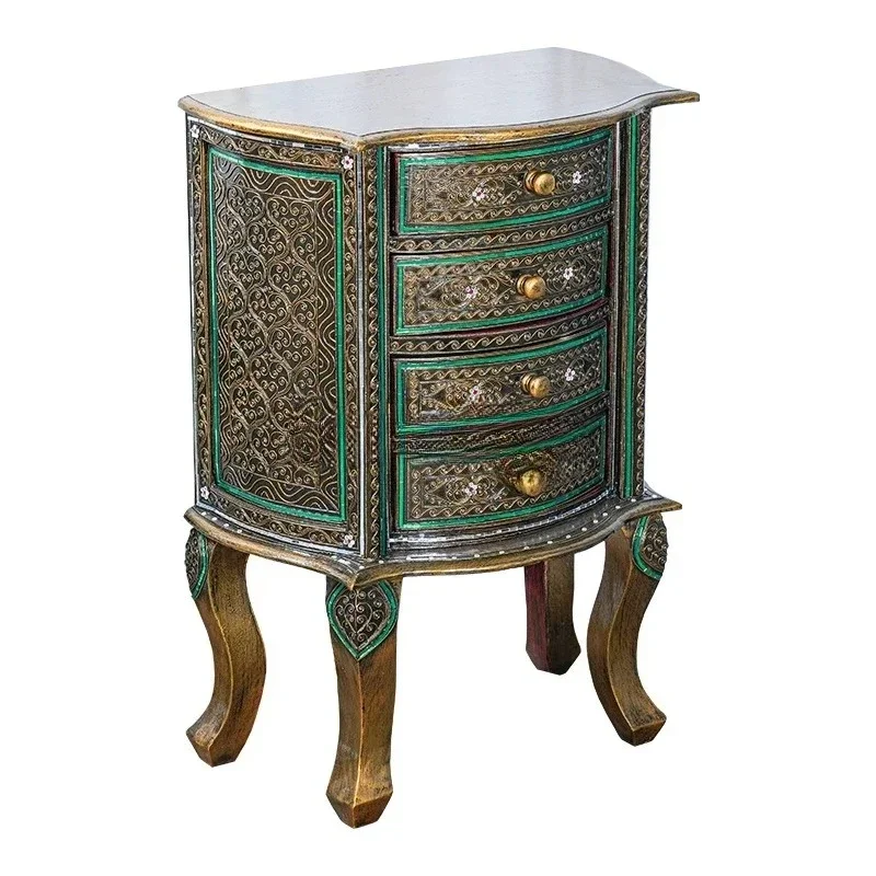 Decoration South East Asia Vintage Gold Foil Chest Drawer Storage Hotel Famous Cabinet