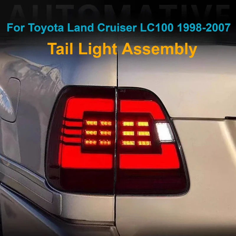 

Задний фонарь в сборе для Toyota Land Cruiser LC100 1998-2007, модифицированный, со светодиодными ДХО и последовательными указателями поворота