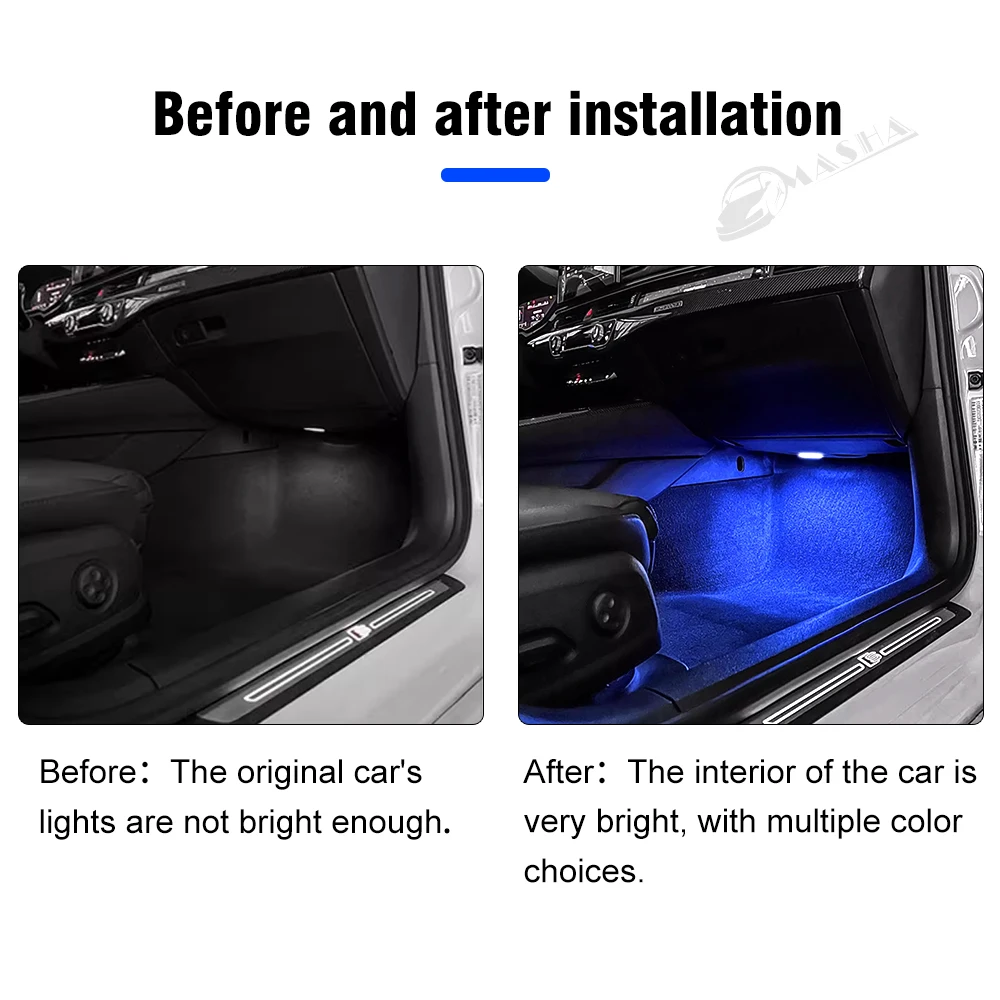 For Audi A1 8X A3 8V 8Y A4 B8 B9 A5 8T A6 C6 C7 C8 A7 A8 D3 D4 D5 Q2 Q3 8U F3 Q5 8R FY Q7 4L 4M Car Footwell Lights Accessories