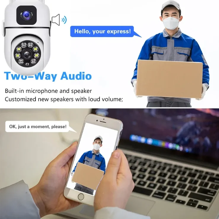 2MP + 2MP عدسة مزدوجة شاشة IP كاميرا واي فاي مستشعر حركة داخلي وتتبع تلقائي يدعم الصوت اتجاهين HD لون ليلي #5