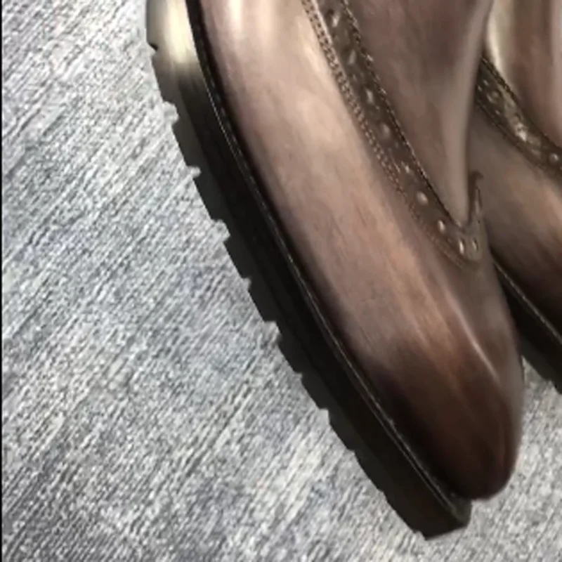 cie Patina Grey Goodyear Welted Lacing-up Boot Handmade Shoes Leather Out-sole with Gear Anti-slip Sole Ankle Boots MA17