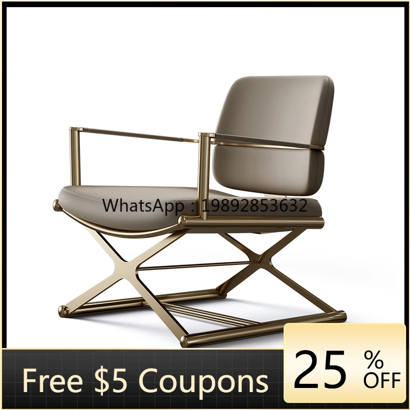 

YFY Light Luxury Leisure Chair Living Room Internet Celebrity Ins Stainless Steel High Backrest