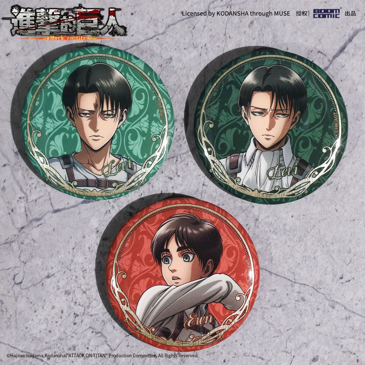 Original Attack on Titan Season 3 Stand Up Badges Pins Levi Eren Anime Peripheral Acg Ornament Goods Collect Toys Boys Gift view 2