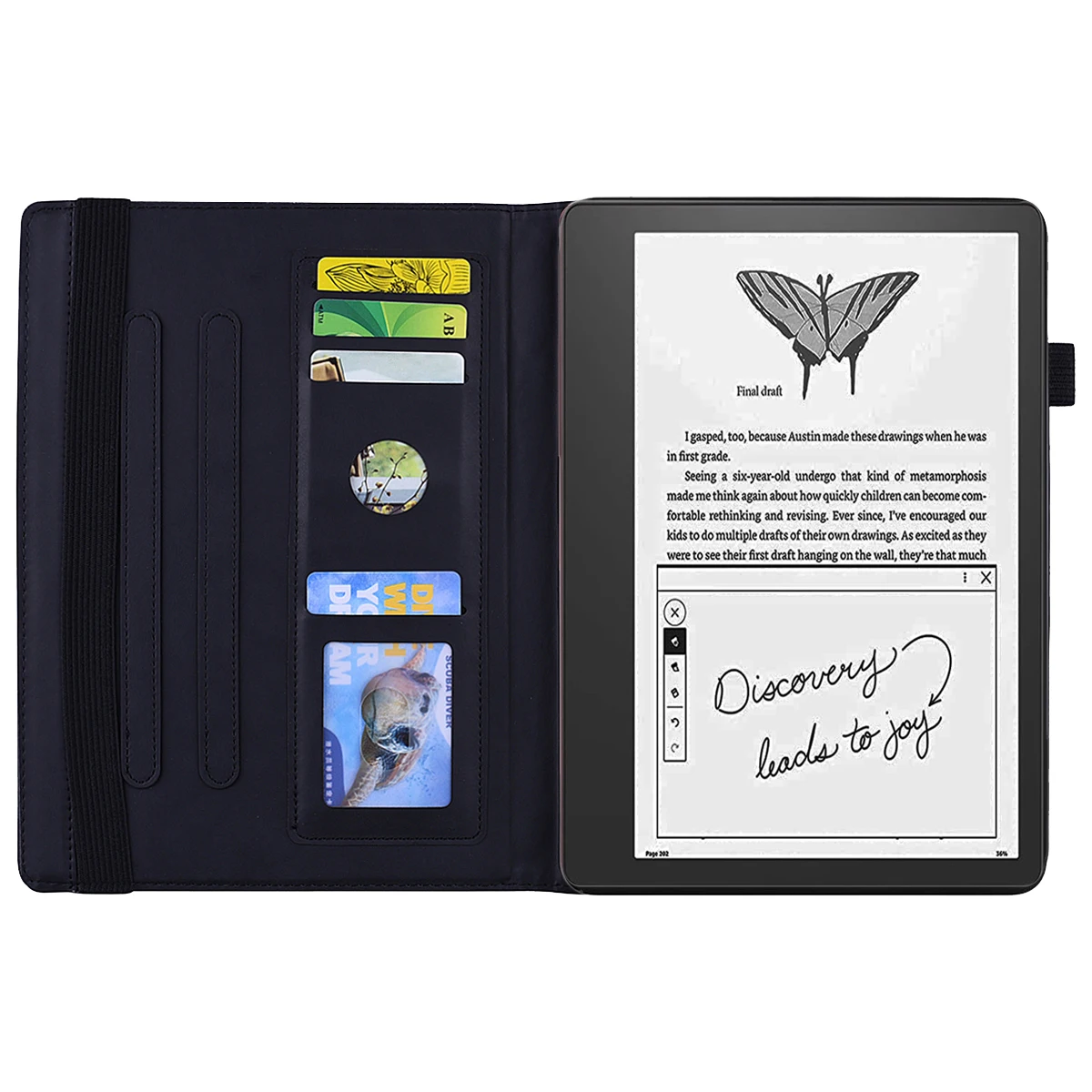 Wallet Card Slot Cover For Amazon Kindle Scribe 10.2" Small Calf Pattern Embossed Design No Sleep Function Flip PU Leather Case