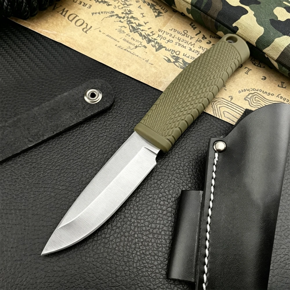 200 Jungle Fixed-Blade Knife with Sheath, D2 Blade, Rubber Handle—Everyday Carry, Camping, Survival, Outdoor Adventure, Gift