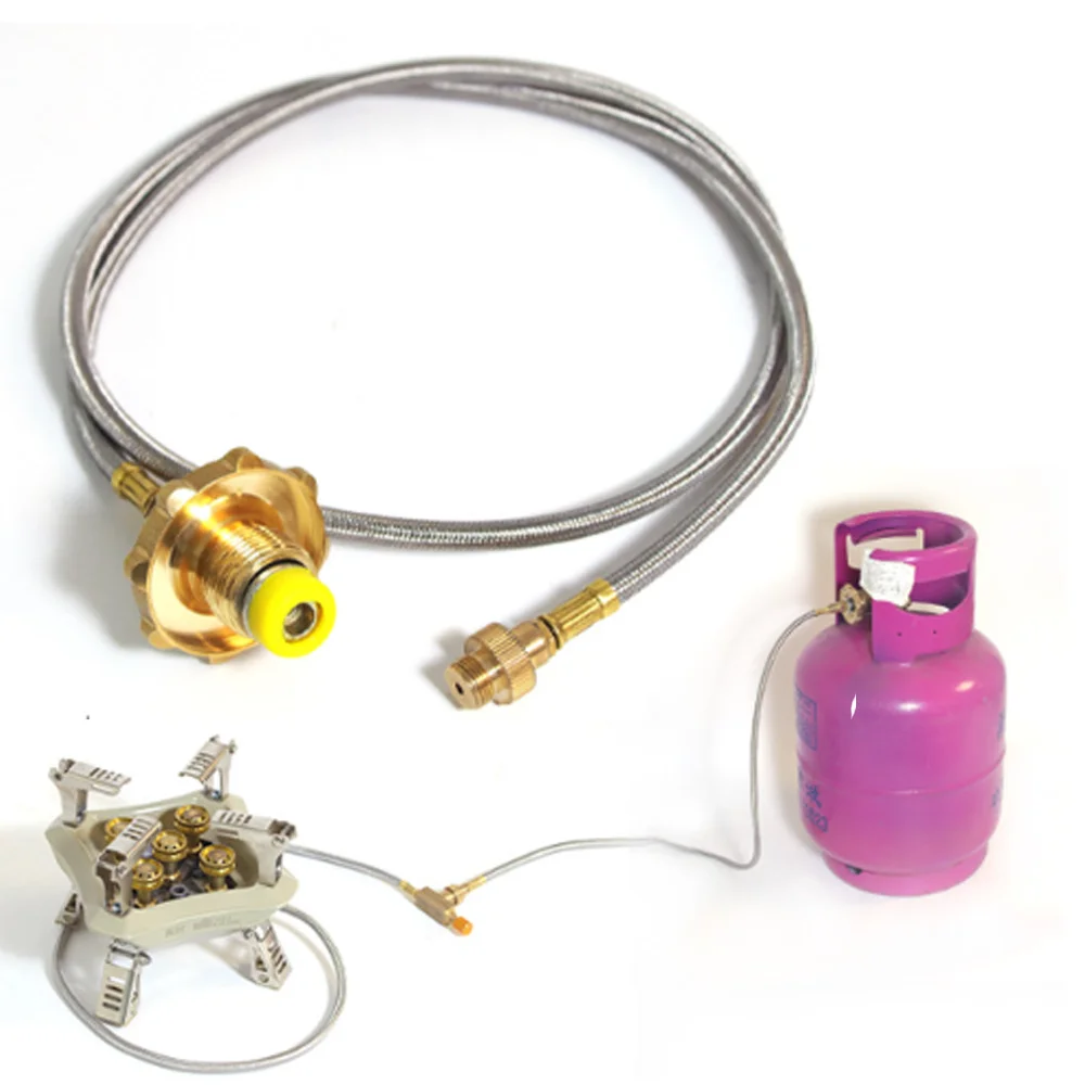 

Multifunctional Outdoor Camping Gas Stove Converter Kit - Compatible with LPG and Butane Tanks, Universal Connection Hose Set