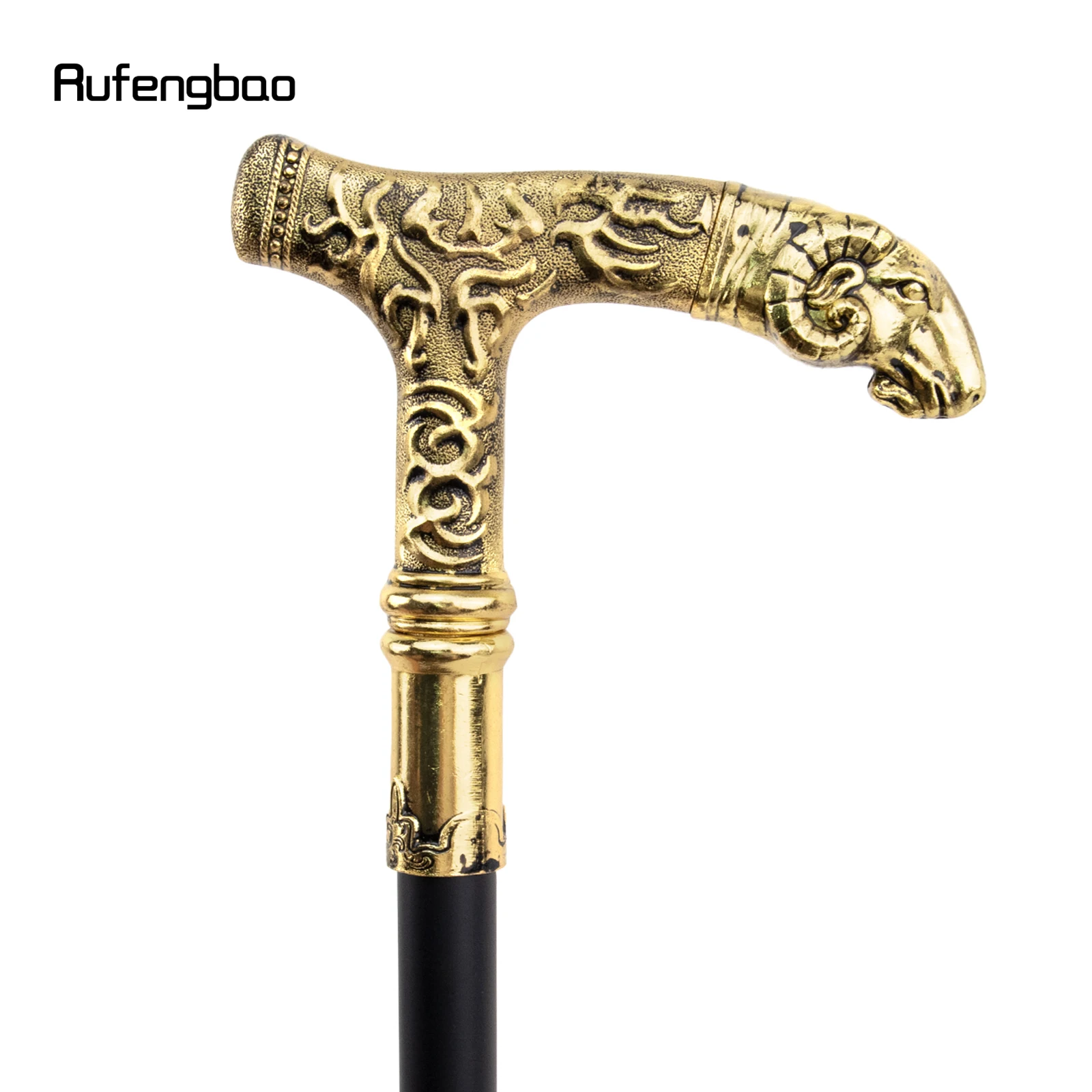 Golden Goat Handle Luxury Pattern Walking Stick Party Fashion Elegant Walking Stick Decorative Cospaly Cane Knob Crosier 90cm