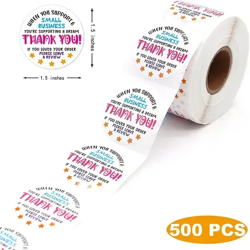 500pcs  DIY Handmade Small Business Stickers Love It Please Leave a Review Thank You Sticker For Shipping Box Packaging Sticker