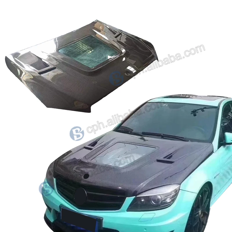 

BENSNEES Window Style Real Carbon Fiber Engine Bonnet Hood for Mercedes W204 W205 C63 AMG C300 2008 2009 2010 2011 2012 2013