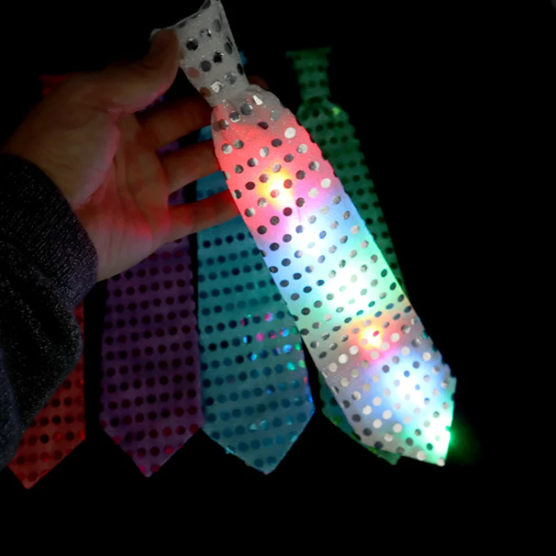 10pcs LED Necktie Adjustable Light Up Tie Novelty Necktie Party Glowing LED Tie  Decoration Wedding Festival