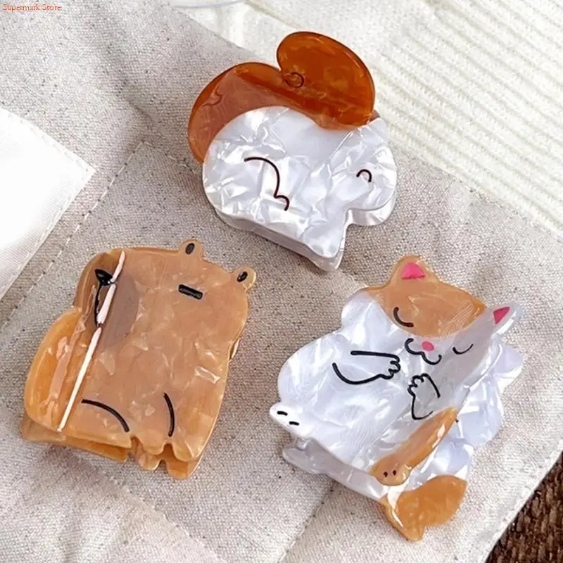 Q5WE Valentine's Day Hair Clip Large Hair Claw Clip Fashion Hair Adornment Holder Kitten Barrettes Hair Styling Tool