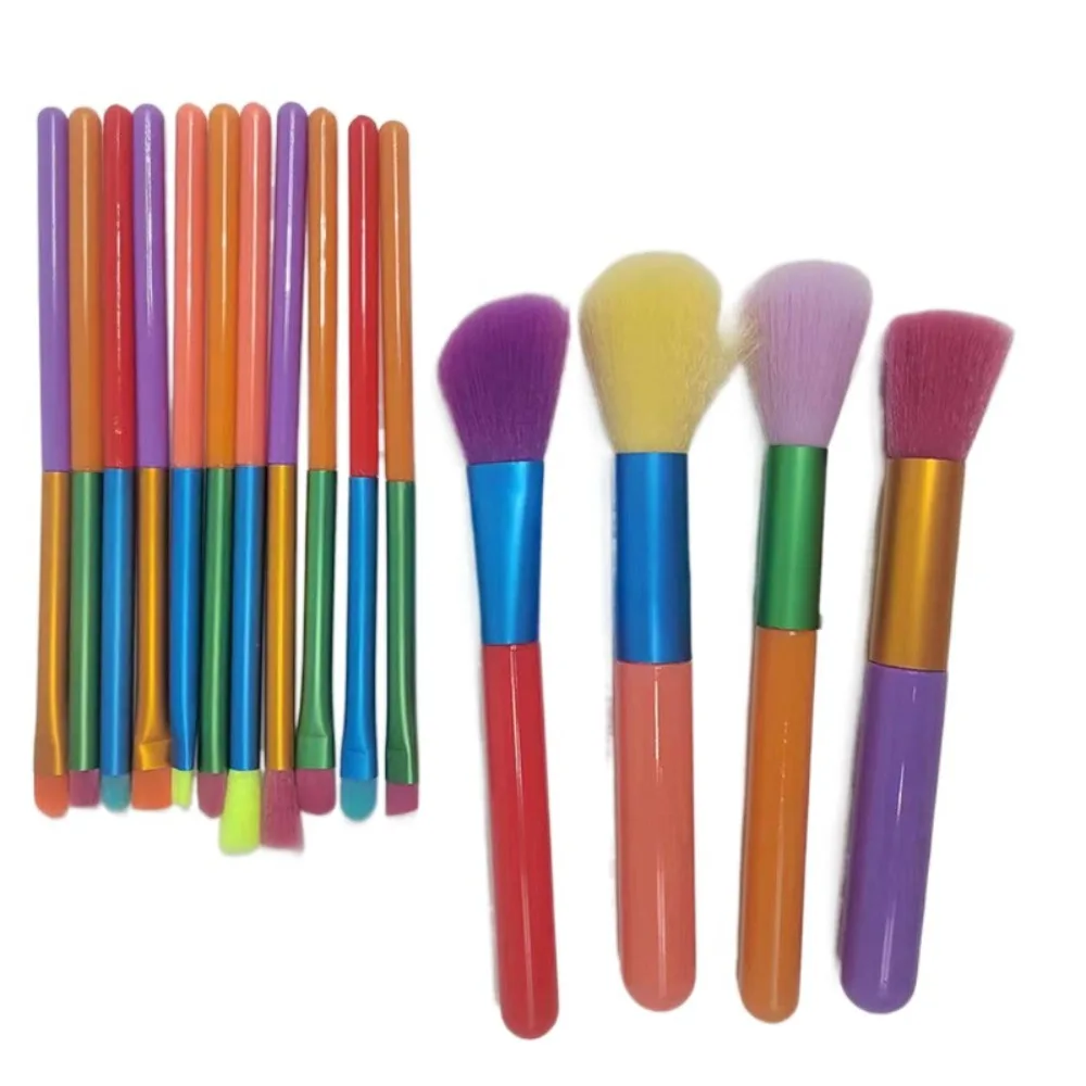 ชุดแปรงแต่งหน้าผมสังเคราะห์ 15 ชิ้น แปรงแต่งหน้ามืออาชีพสีรุ้ง แปรงแต่งหน้าสีสันสดใส