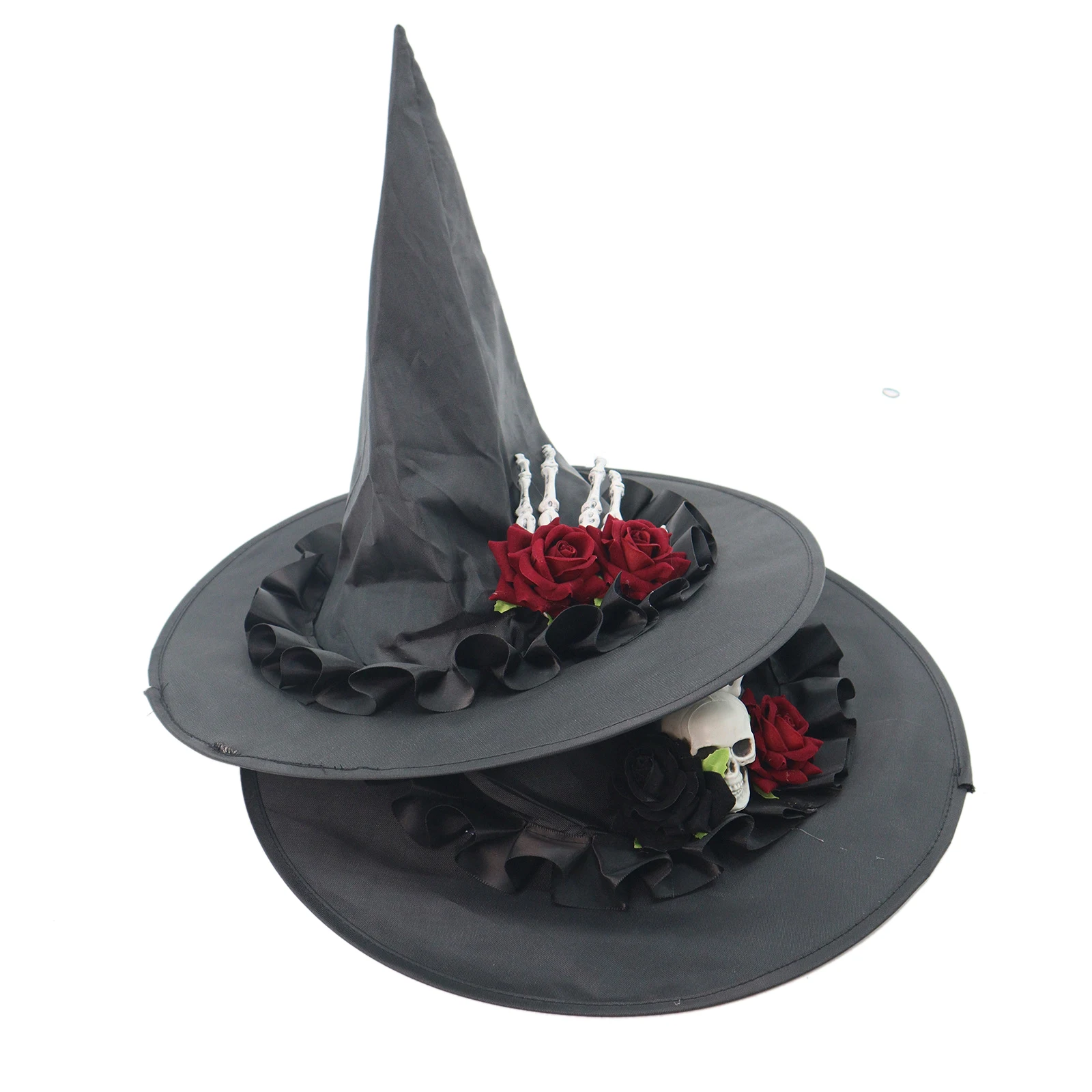 

Halloween Witch Hat Black Skull Hand Rose Applique Hat Skull Witch Hat Premium For Festivals Halloween Masquerade Balls