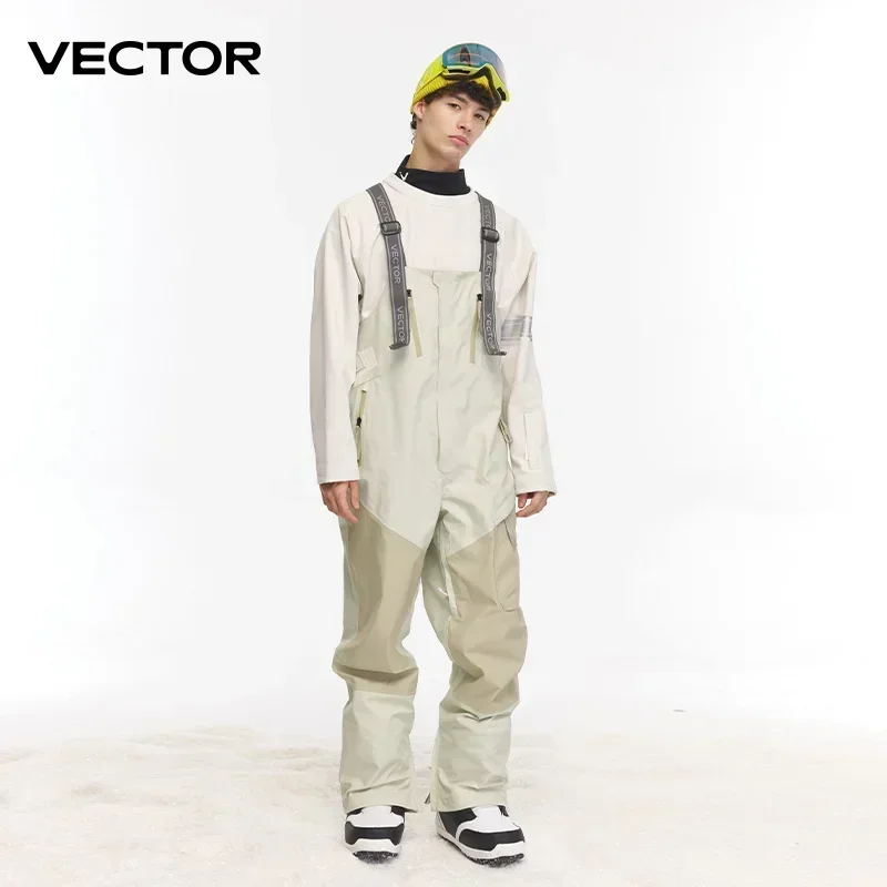 เวกเตอร์หนาผู้ชายผู้หญิงกางเกงสกีตรง Overalls Jumpsuit เล่นสกี Bib กันน้ําฤดูหนาว WARM Windproof กีฬากลางแจ้งสโนว์บอร์ด