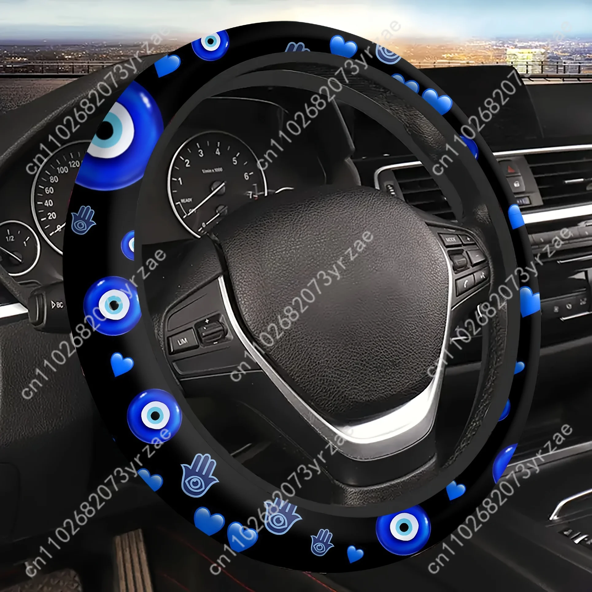 

Evil Eye Car Steering Wheels Cover Universal Type Environmental Friendly Comfortablenon-slip Breathable Steering Wheel Wrap